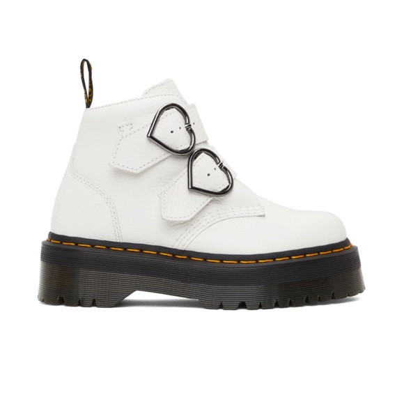 Dr. Martens Women’s White Devon Heart Platform Boots - Picture 2 of 11